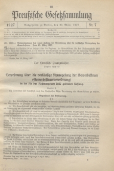 Preußische Gesetzsammlung. 1927, Nr. 7 (23 März)