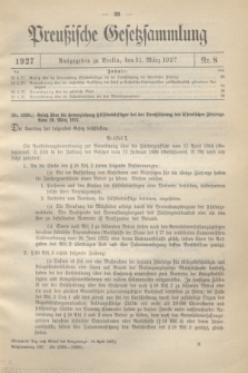 Preußische Gesetzsammlung. 1927, Nr. 8 (31 März)