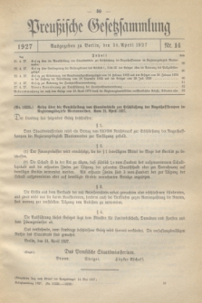 Preußische Gesetzsammlung. 1927, Nr. 14 (30 April)