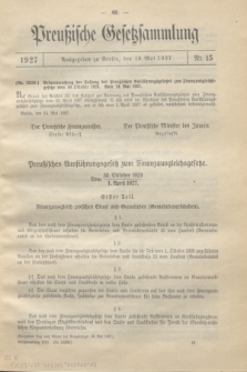 Preußische Gesetzsammlung. 1927, Nr. 15 (16 Mai)