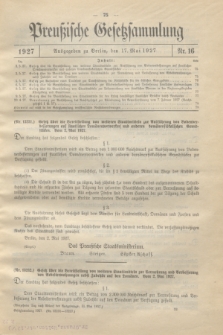 Preußische Gesetzsammlung. 1927, Nr. 16 (17 Mai)