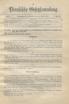 Preußische Gesetzsammlung. 1927, Nr. 17 (18 Mai)