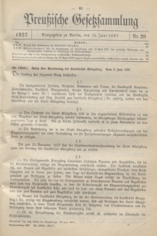 Preußische Gesetzsammlung. 1927, Nr. 20 (15 Juni)