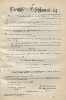 Preußische Gesetzsammlung. 1927, Nr. 22 (13 Juli)