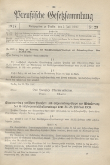 Preußische Gesetzsammlung. 1927, Nr. 23 (5 Juli)