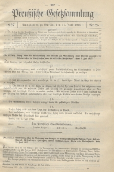 Preußische Gesetzsammlung. 1927, Nr. 25 (15 Juli)