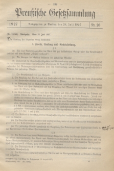 Preußische Gesetzsammlung. 1927, Nr. 26 (28 Juli)