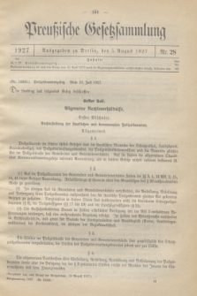 Preußische Gesetzsammlung. 1927, Nr. 28 (5 August)