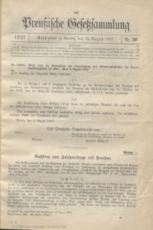 Preußische Gesetzsammlung. 1927, Nr. 30 (12 August)