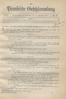 Preußische Gesetzsammlung. 1927, Nr. 31 (23 August)
