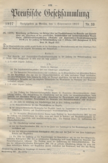 Preußische Gesetzsammlung. 1927, Nr. 33 (1 September)