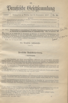 Preußische Gesetzsammlung. 1927, Nr. 34 (20 September)