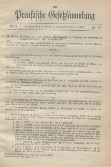 Preußische Gesetzsammlung. 1927, Nr. 35 (10 Oktober)