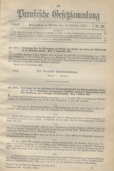 Preußische Gesetzsammlung. 1927, Nr. 36 (12 Oktober)