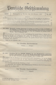 Preußische Gesetzsammlung. 1927, Nr. 37 (22 Oktober)