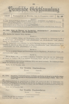 Preußische Gesetzsammlung. 1927, Nr. 40 (8 Dezember)