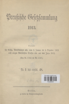 Preußische Gesetzsammlung. 1913 (Spis treści)