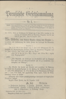 Preußische Gesetzsammlung. 1913, Nr. 1 (3 Januar)