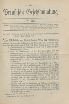 Preußische Gesetzsammlung. 1913, Nr. 39 (30 August)