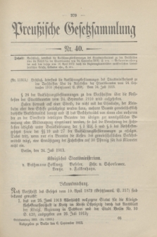 Preußische Gesetzsammlung. 1913, Nr. 40 (6 September)