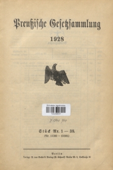 Preußische Gesetzsammlung. 1928 (Spis treści)