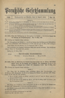 Preußische Gesetzsammlung. 1928, Nr. 13 (12 April)
