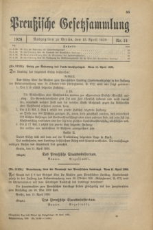 Preußische Gesetzsammlung. 1928, Nr. 14 (13 April)