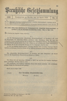 Preußische Gesetzsammlung. 1928, Nr. 16 (19 April)