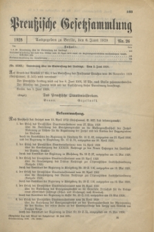 Preußische Gesetzsammlung. 1928, Nr. 26 (6 Juni)