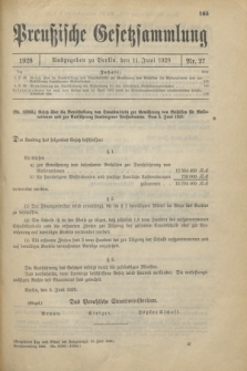Preußische Gesetzsammlung. 1928, Nr. 27 (11 Juni)