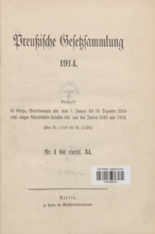 Preußische Gesetzsammlung. 1914 (Spis treści)