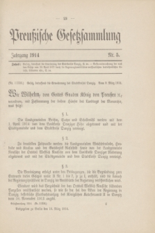 Preußische Gesetzsammlung. 1914, Nr. 5 (16 März)