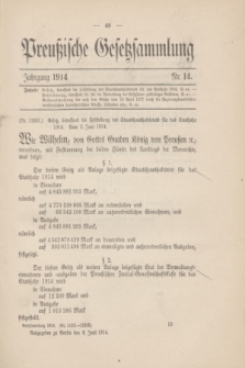 Preußische Gesetzsammlung. 1914, Nr. 14 (8 Juni)