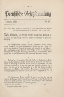 Preußische Gesetzsammlung. 1914, Nr. 20 (1 Juli)