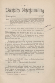 Preußische Gesetzsammlung. 1914, Nr. 30 (13 November)