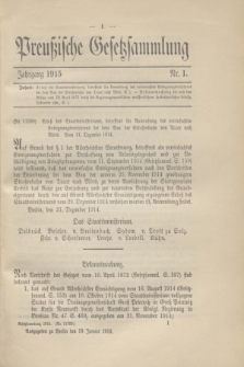 Preußische Gesetzsammlung. 1915, Nr. 1 (18 Januar)