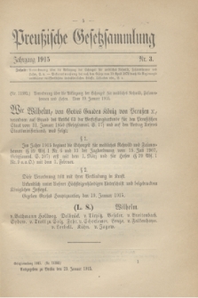 Preußische Gesetzsammlung. 1915, Nr. 3 (23 Januar)