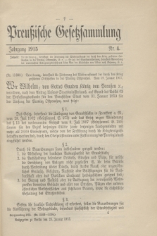 Preußische Gesetzsammlung. 1915, Nr. 4 (25 Januar)