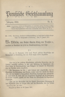 Preußische Gesetzsammlung. 1915, Nr. 5 (28 Januar)