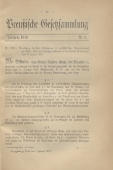 Preußische Gesetzsammlung. 1915, Nr. 6 (1 Februar)