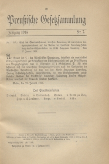 Preußische Gesetzsammlung. 1915, Nr. 7 (4 Februar)