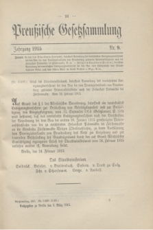 Preußische Gesetzsammlung. 1915, Nr. 9 (5 März)