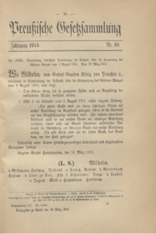 Preußische Gesetzsammlung. 1915, Nr. 10 (19 März)