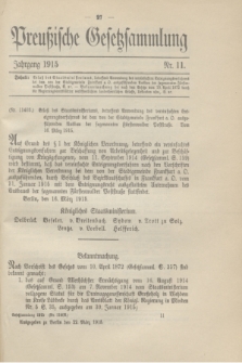 Preußische Gesetzsammlung. 1915, Nr. 11 (22 März)