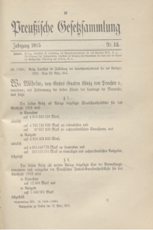 Preußische Gesetzsammlung. 1915, Nr. 12 (27 März)