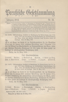 Preußische Gesetzsammlung. 1915, Nr. 13 (29 März)