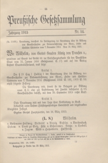 Preußische Gesetzsammlung. 1915, Nr. 14 (29 März)