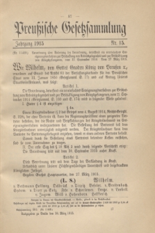 Preußische Gesetzsammlung. 1915, Nr. 15 (30 März)