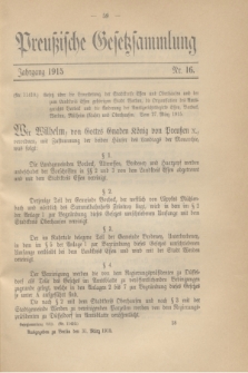 Preußische Gesetzsammlung. 1915, Nr. 16 (31 März)