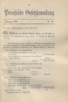 Preußische Gesetzsammlung. 1915, Nr. 18 (3 April)